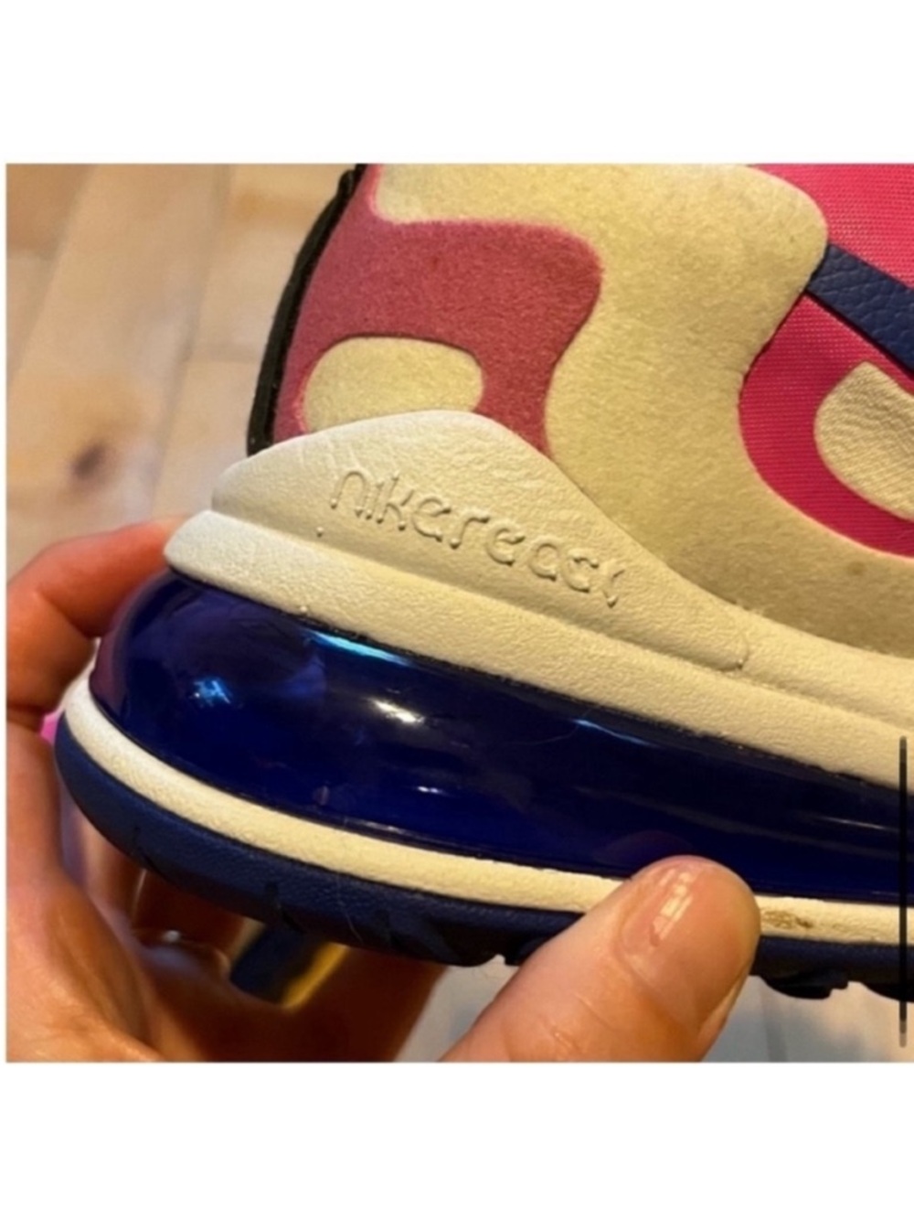 Nike Air Max 270 React Sneakers Summit White/ Cosmic Fuchsia-Black Size 6.5 - Picture 8 of 10